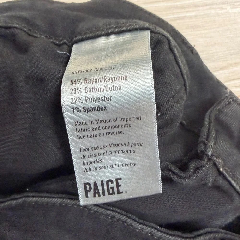 PAIGE Genevieve High‎ Rise Flare Jeans Black Shadow 27 High Waisted Patch Pocket